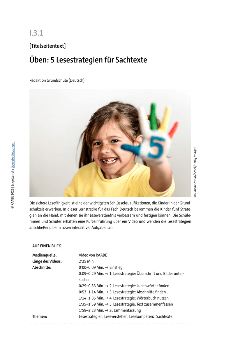 Üben: 5 Lesestrategien für Sachtexte Üben: 5 Lesestrategien für Sachtexte