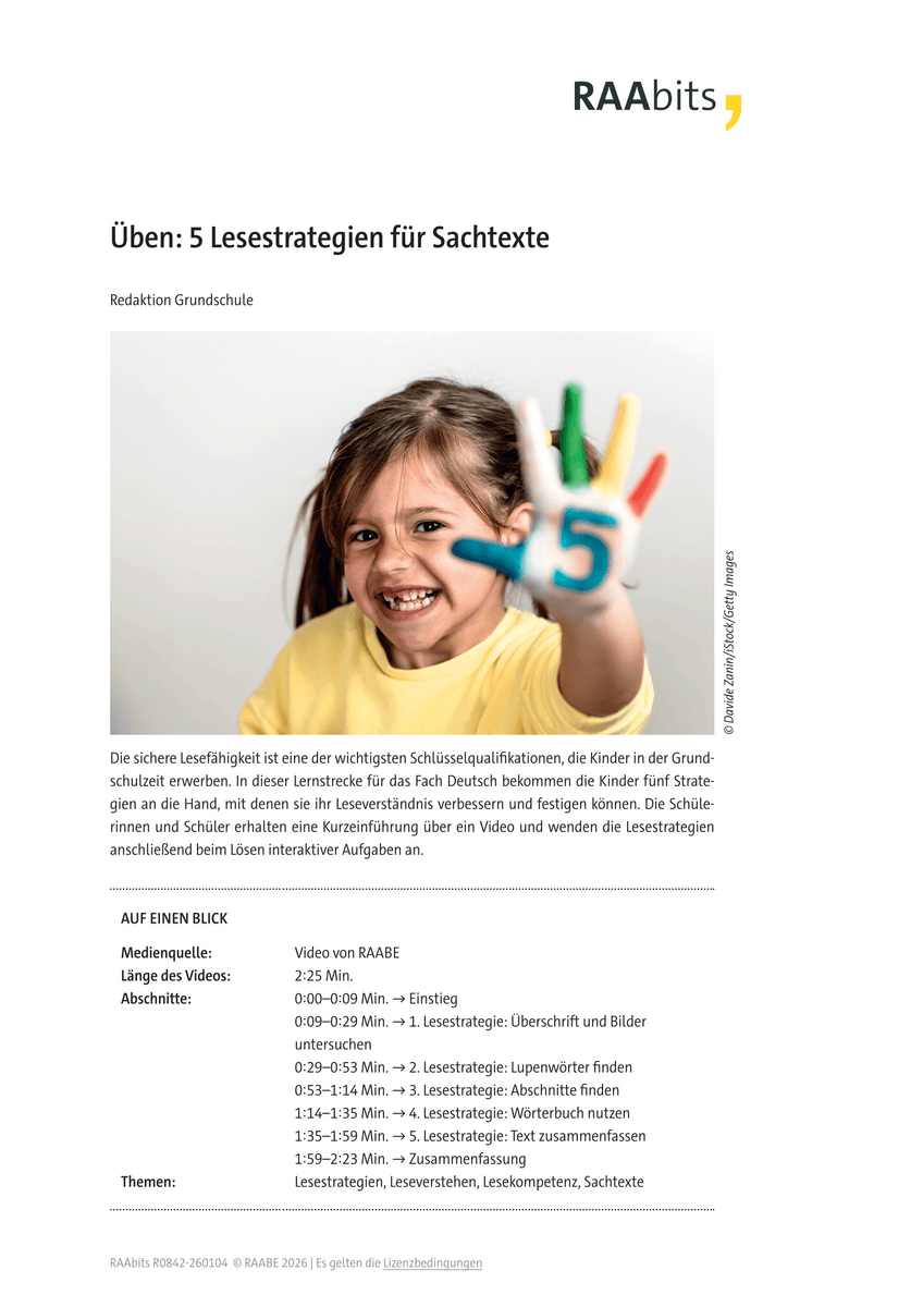 Üben: 5 Lesestrategien für Sachtexte Üben: 5 Lesestrategien für Sachtexte