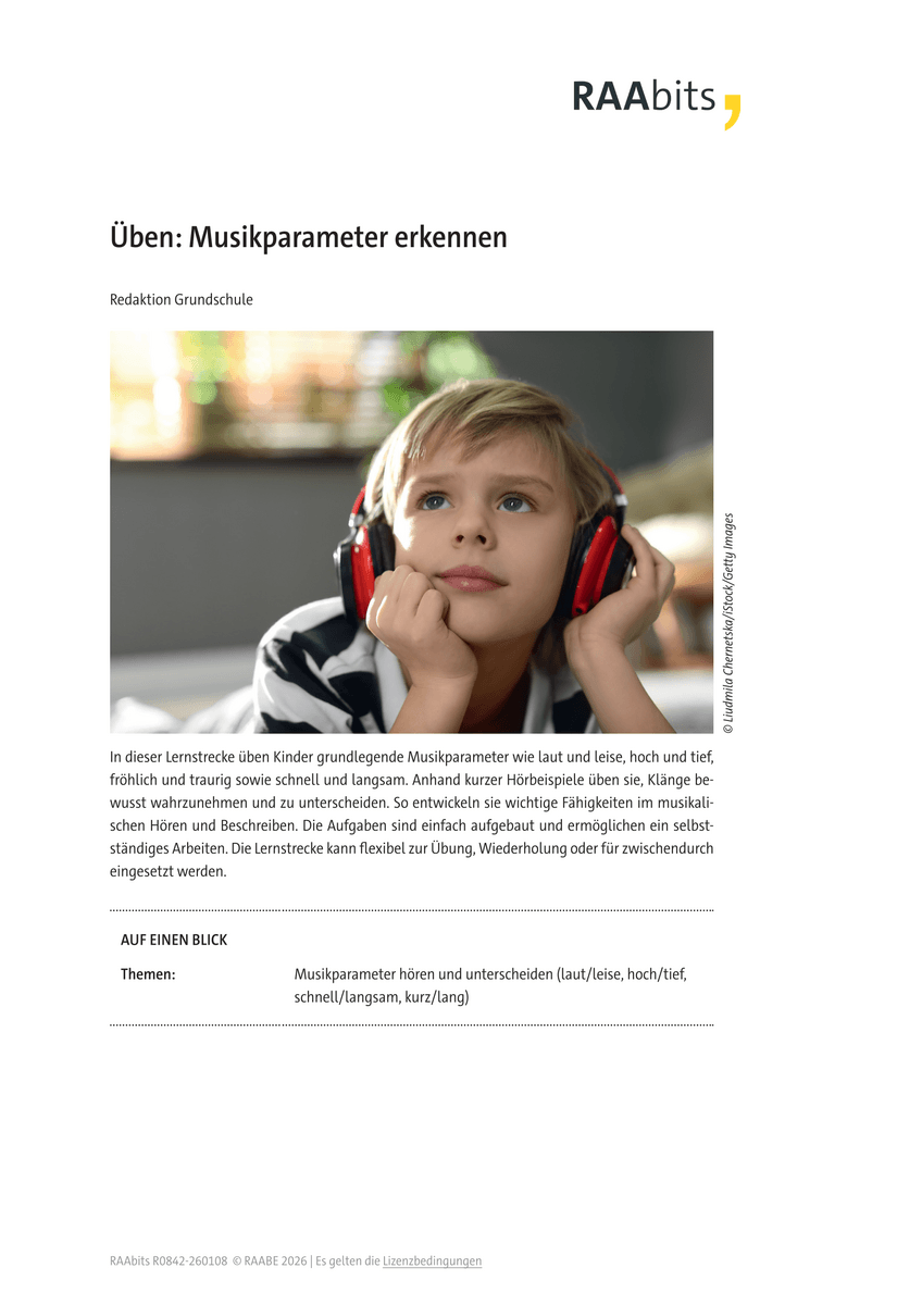 Üben: Musikparameter erkennen Üben: Musikparameter erkennen