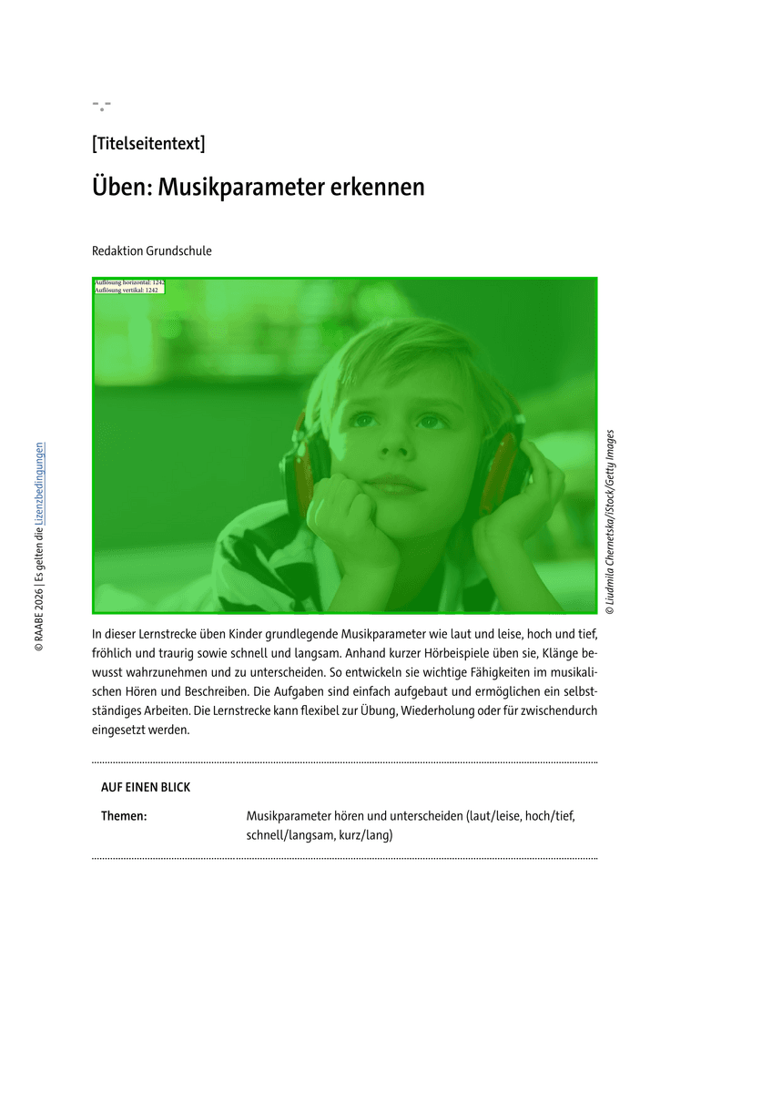 Üben: Musikparameter erkennen Üben: Musikparameter erkennen