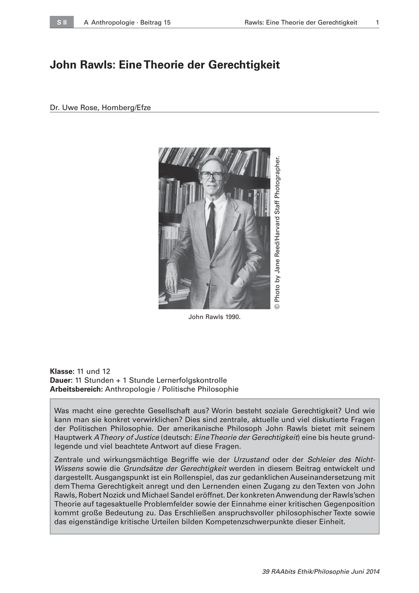 John Rawls Eine Theorie der Gerechtigkeit